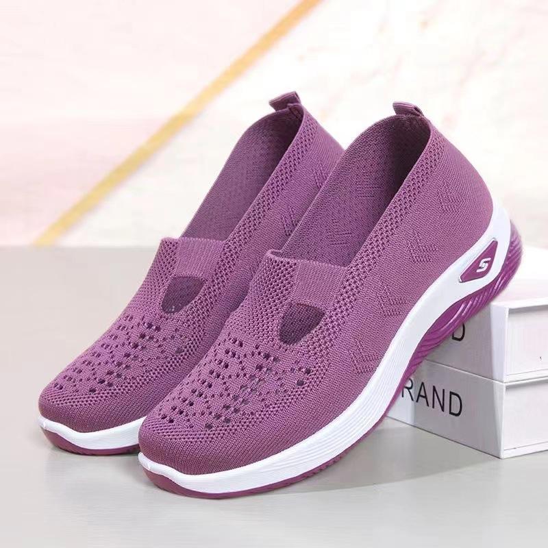2025 summer one-pedal fly-woven women's shoes soft-soled versatile mother shoes hollow breathable women's shoes casual shoes walking
