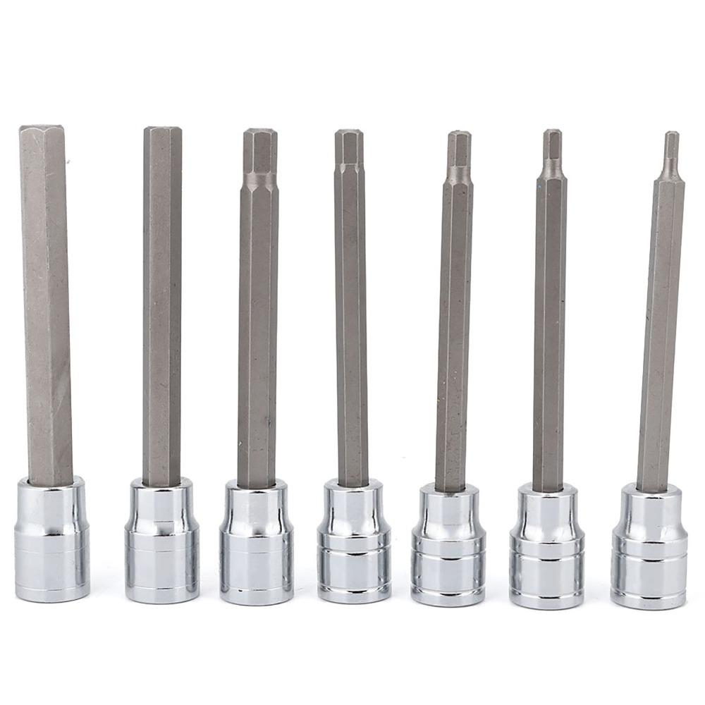 7PCS 3-10mm Metric Hex Bit Socket Set CR-V Steel Metric Hex Socket Set  Motorcycle Repair