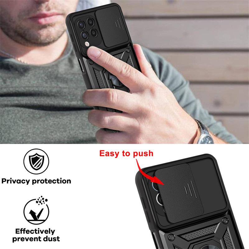 For Samsung Galaxy A12 Case Shockproof Metal Magnetic Ring Armor Phone Cases For Samsung A12 A 12 GalaxyA12 Lens Protect Cover