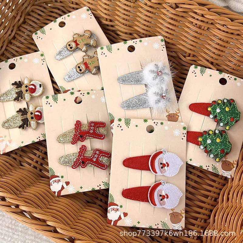 

Children s Christmas Hair Clips Set: Reindeer, Tree, Santa, BB Side Clips (2-Piece) Gingerbread Man BB Clip