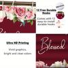 4-teiliges Badezimmer-Duschvorhang-Set Blumen Badezimmervorhang mit 12 Haken Rutschfeste Teppiche Toilettendeckelmatte Badezimmerabtrennung