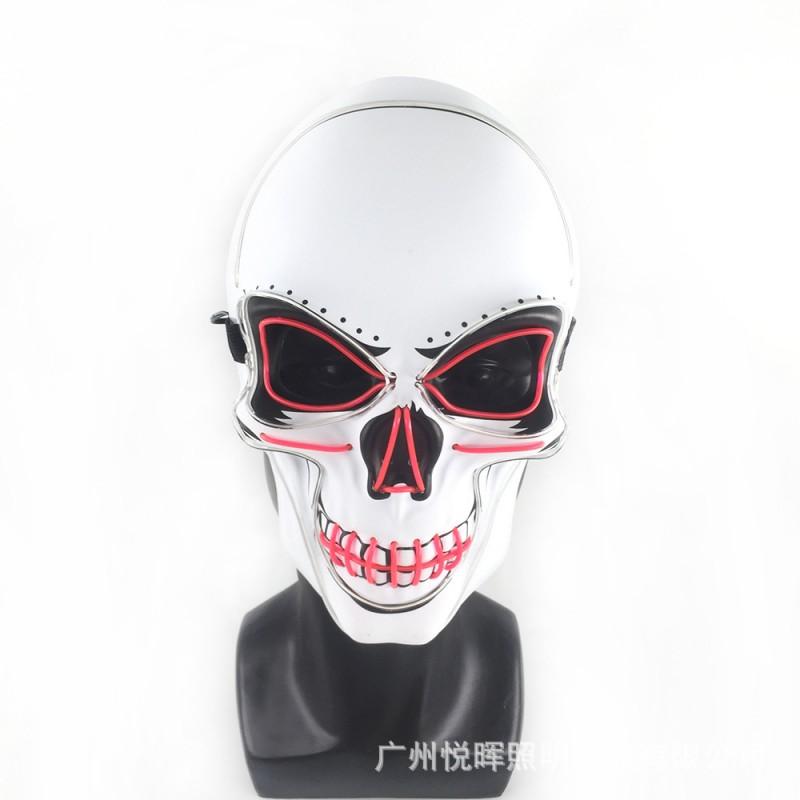 Hand Painted Anime EL Cold Light Dual Color Skull Glow Mask Halloween Party Costume Prop