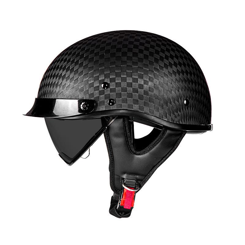 AD Carbon Fiber Retro 3C Certified Motorcycle Half Helmet for Men & Women