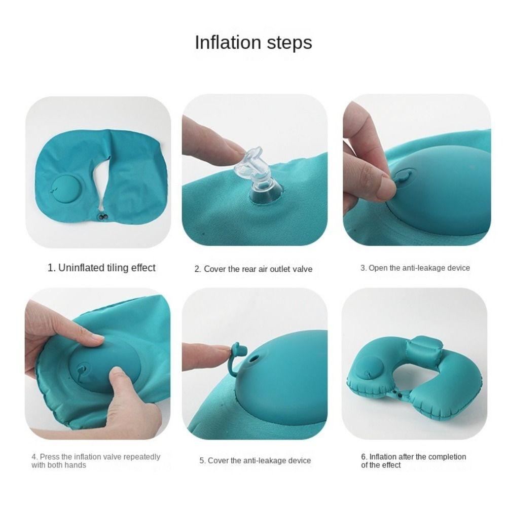 Hand Pressing Press To Inflate Pillow U-Shaped Neckrest Pad Neck Support Cushion  Tourist