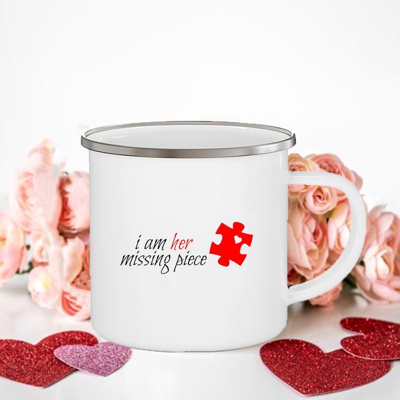 Frau/Herr Richtig Druck Paar Tassen Kreative Kaffeetasse Getränk Dessert Frühstück Milchbecher Emailletassen Henkel Trinkgeschirr Valentinstagsgeschenk