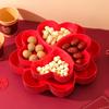 Wedding Happy Clover Four-Grid Fruit Plate Household Living Room Coffee Table Plastic Red Fruit Snacks Dessert Plate