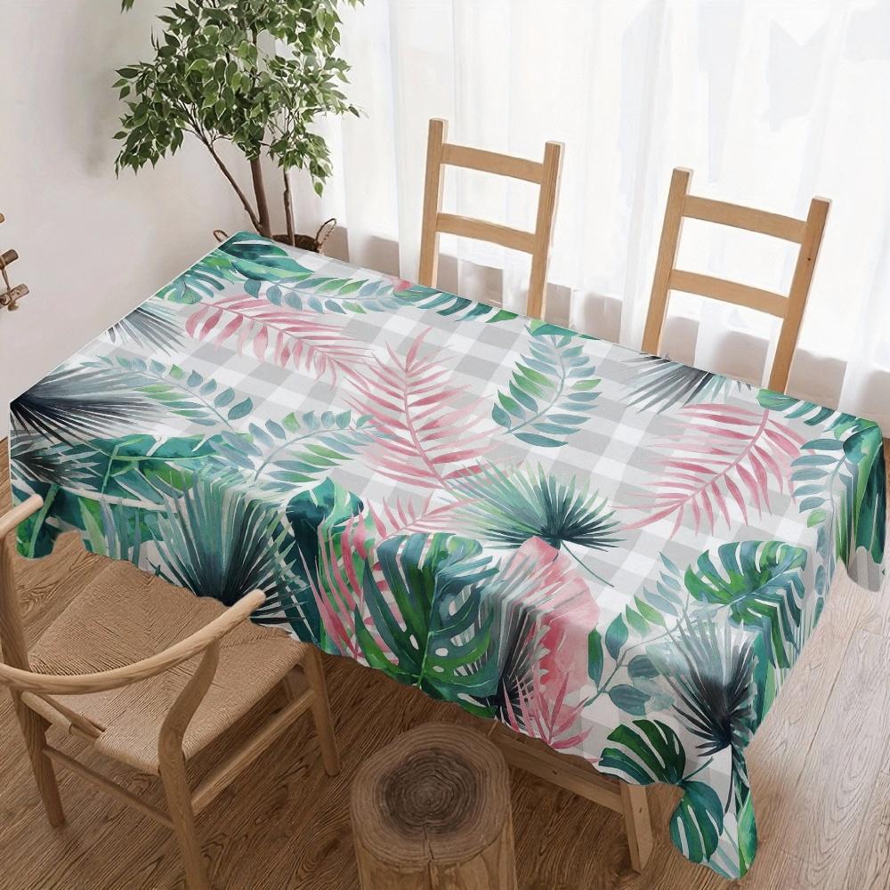 Tropical Leaves Pattern Rectangle Table Cloth for Table Decor Party Waterproof Reusable Tablecloth for Table Indoor Outdoor