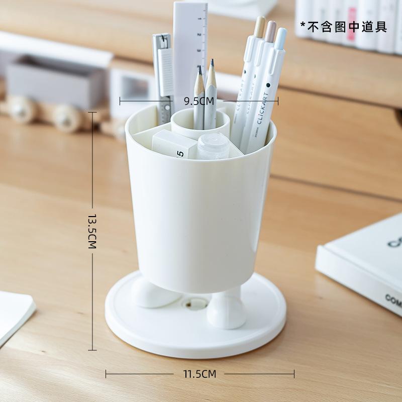 Large Capacity Fun Pen Holder Storage Box Rotatable Student Desk Desktop Shelf Office Multifunctional Pen Holder белый