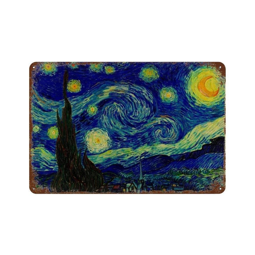 Affiche de Collection de Peintures à l'Huile Célèbres Vintage Décorative Van Gogh Plaque Métallique en Étain Pour Atelier Pièce de Maison Décoration Murale Artistique