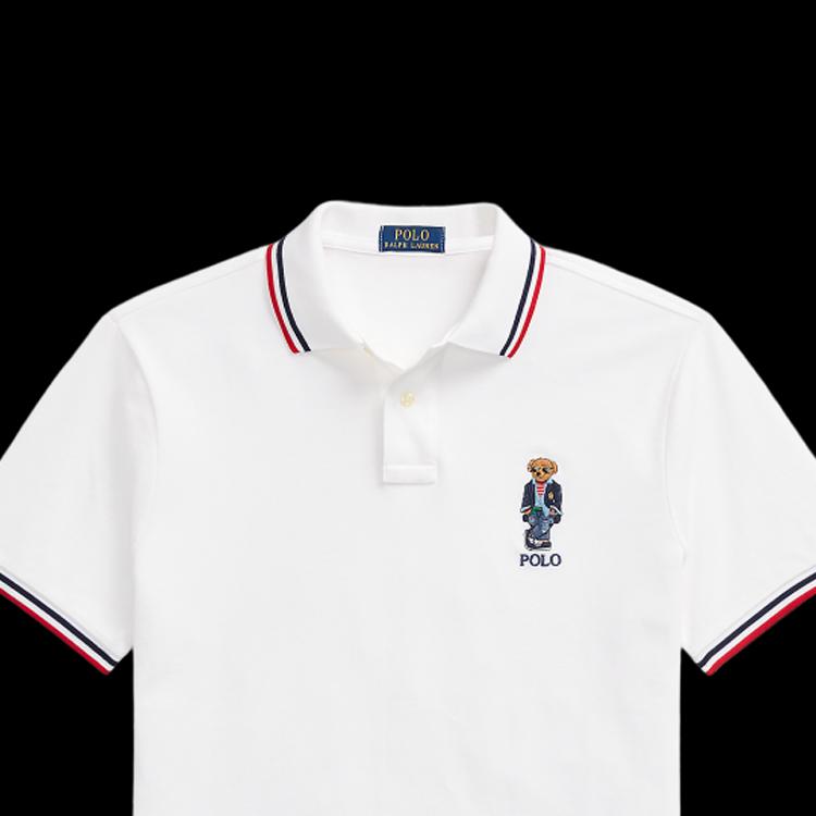 Polo Ralph Lauren Color Block a Righe Logo Ricamato Casual Manica Corta Polo Uomo top Bianco MNPOKNI1N822440-100