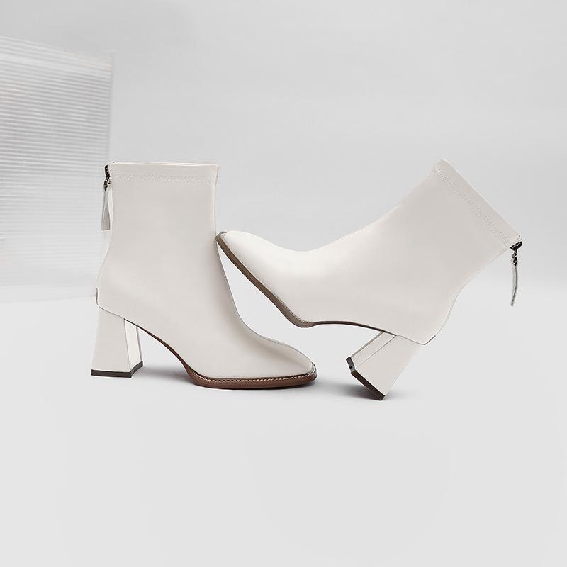 

Новые средние тонкие сапоги на заказ осень и зима квадратный носок толстый каблук ботинки Martin на заказ высокий каблук весенние и осенние одинарные сапоги короткие сапоги с 39