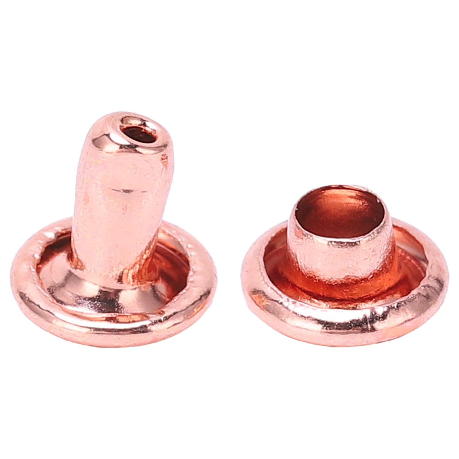 

100 шт. Заклепки с двойной шляпкой Розовое золото Круглые Железные Заклепки Шипы для Кошелька Сумок Сумочек Обуви Ремней Кожаное Ремесло DIY