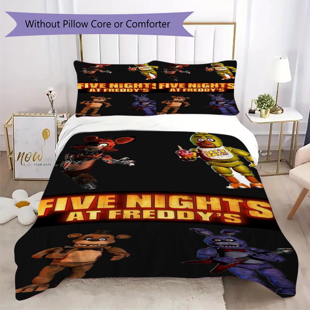Five Nights Freddy'S Animatronic-Köpfe Dreiteiliges Set Ohne Kern 1 Bettbezug 2 Kissenbezug Ohne Kern Weihnachts-Geburtstagsgeschenk