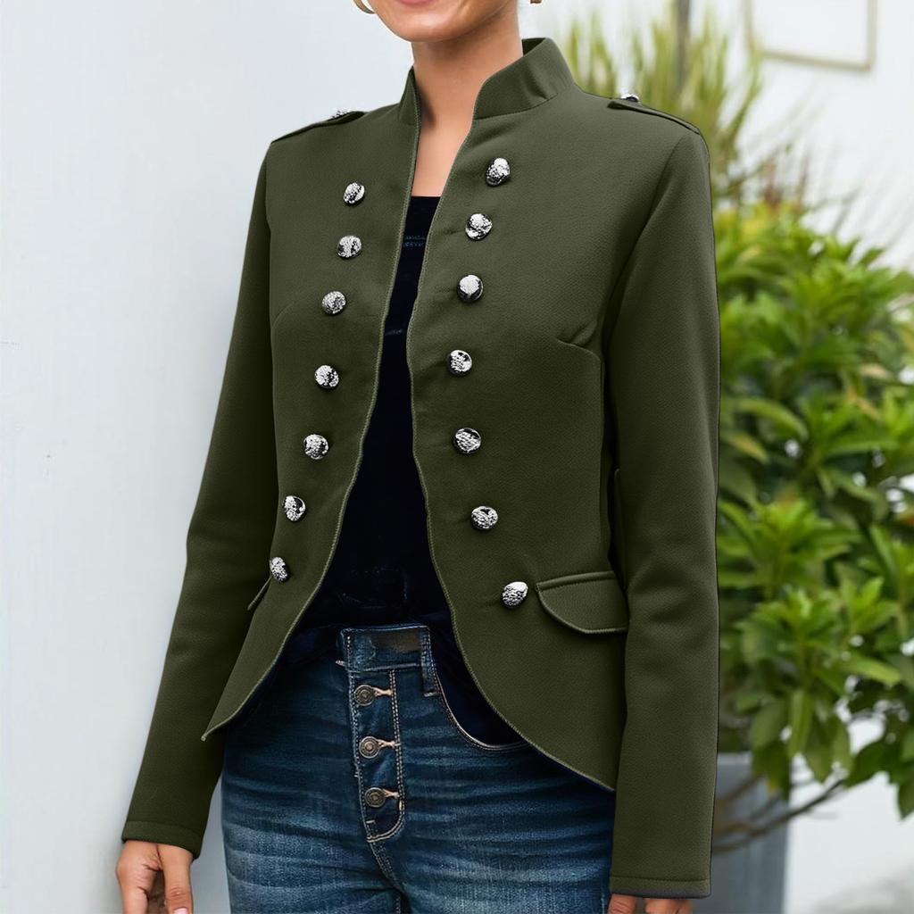 Ladies' Fashionable And Comfortable Breasted Solid Color Long Sleeved Casual Jacket