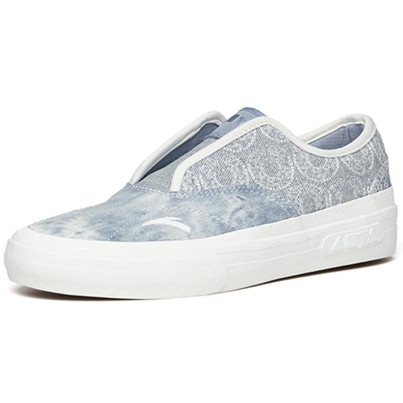 Anta Qian Xing Low-Top Skateboard Shoes Women's Gray Blue Slip-on Version Sneakers 122228017-5