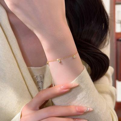 18K Gold-Plated S925 Sterling Silver Bubble Zircon Bracelet - Minimalist Japanese & Korean Style, Exquisite Star-Inspired Hand Jewelry.