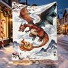 Charizard VS Blastoise Pattern Blanket for Home Decoration, Bed, Sofa, Car Travel, Camping, Suitable for All Seasons, Birthday Christmas Gift