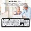 Black Low Vision Keyboard USB Wired Old People Keyboard with White Large Print Keys Old People Keyboard Large Print Keyboard