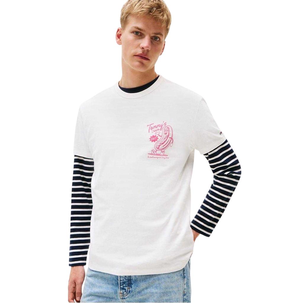 Tommy Jeans Mens Hot Dog Back Print Regular T-Shirt