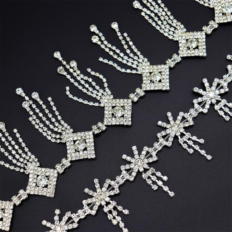 5Yards Rhinestone Chain Trim Fringe Tassel Crystal Shining Accessories DIY Wedding Decoration Gift Bow Shape Rhinestone Ribbon