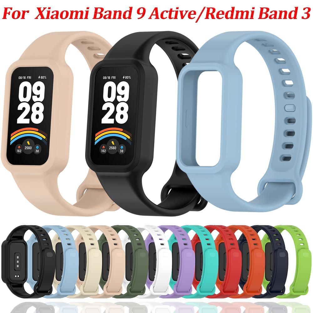 Silicone Original Strap for Xiaomi Band 9 Active Replacement Integrated wristband for Redmi Band 3 Smart Watch Bracelet Correa