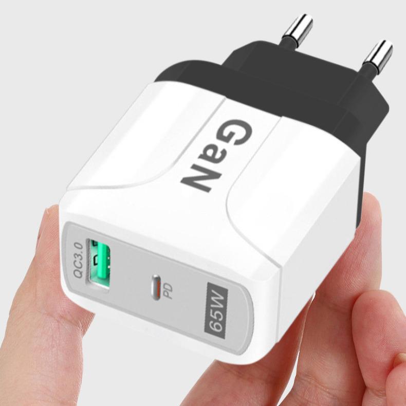 PD33W QC3.0 65W GaN Multi-Port Fast Charger 9V/12V, European Standard