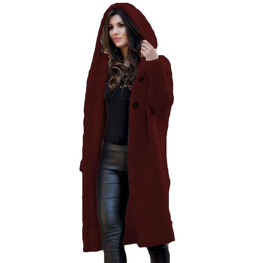 Cardigan Autunnale Caldo ed Elegante da Donna con Cappuccio Caldo e Maniche Lunghe