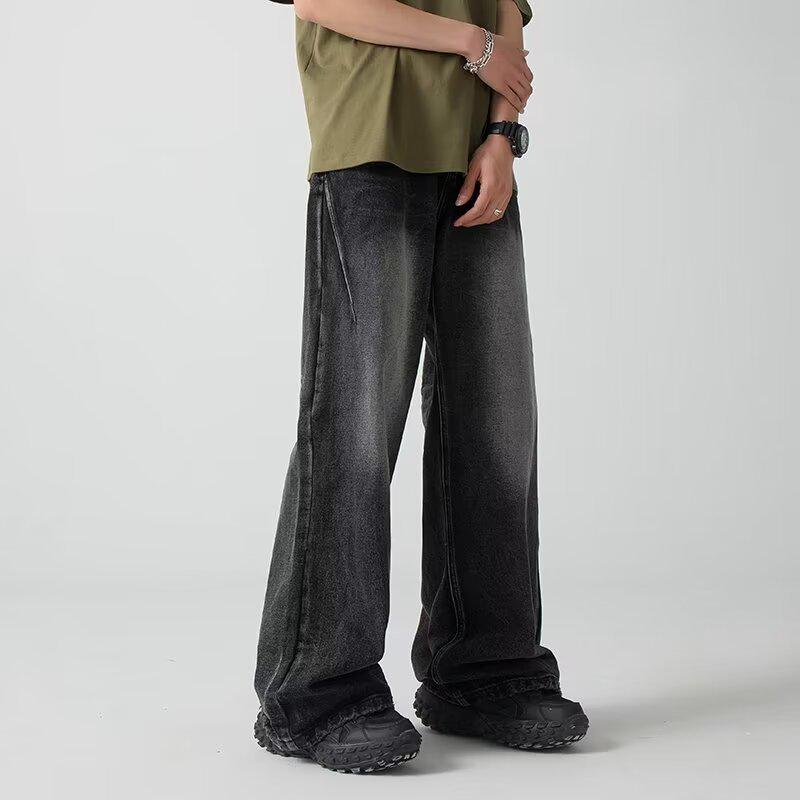 

Мужские джинсы-клеш в стиле хип-хоп в стиле ретро с широкими штанинами — весна/лето, модный свободный крой 2XL чёрный