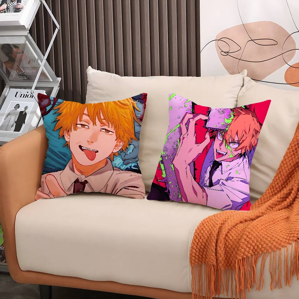 Popular Anime C-Chainsaw Mans Pillow Case Soft Plush Fabric Double Sided Print Decorative Home Living Room Gift Cushion Cover