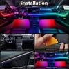 Acrylic Interior Car LED Lights With Remote And Wireless APP 6 In 1,Ambient Lighting Kits Fiber Optic Strip LEDs,16 Million Colors Music&DIY Function