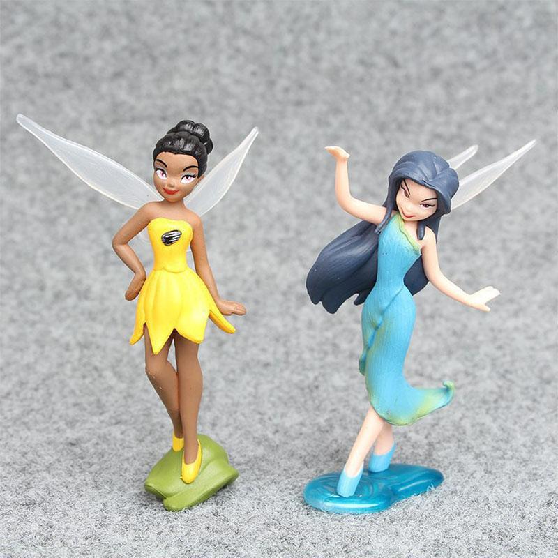 Disney 7pcs Tinkerbell Flower Faery Fairy Elf Princess Pvc Anime Action Figure Mini Model Figurine Doll Toys For Children's Gift
