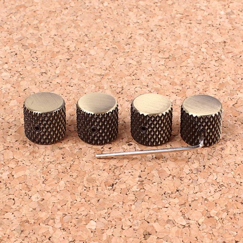 Set of 4Pcs Guitar Knobs Bronze-coloured Volume Tone Control Knobs with Wrench Replacement Speed Knobs for Bass Guitar