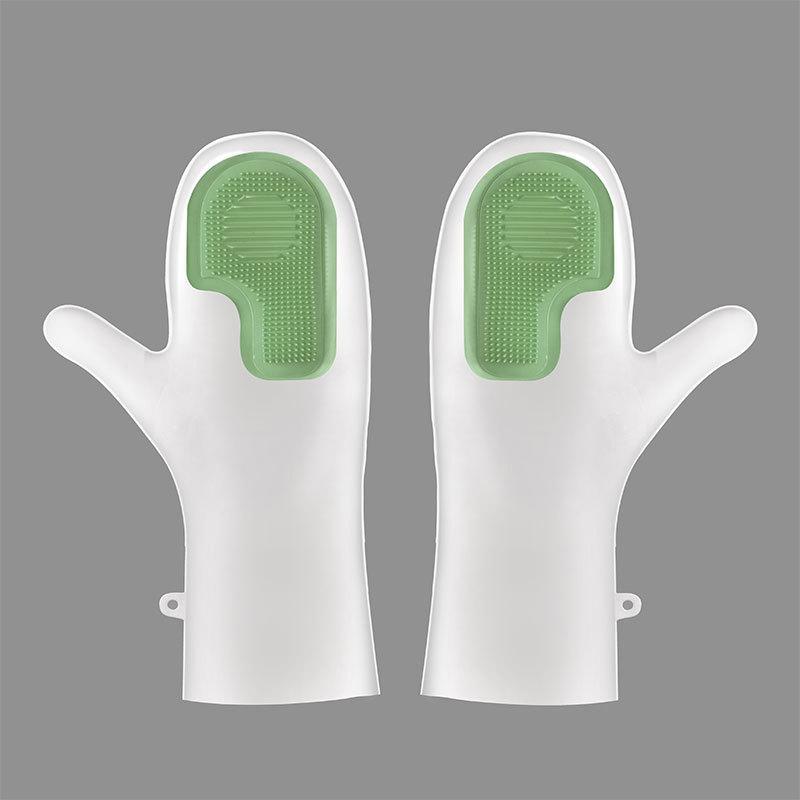 1 пара Волшебных перчаток для мытья посуды с щеткой Прочные Хозяйственные Водонепроницаемые Нескользящие Кухонные для уборки Стирки Мытья посуды Овощей Резиновые перчатки