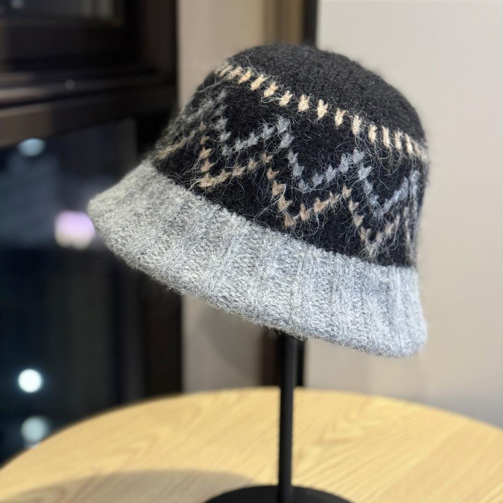 Knitted Fisherman Hat Women's Winter Warm Hat Fair Isle Style Korean Style Ear Protection Woolen Hat with Large Head Circumference and Small Face