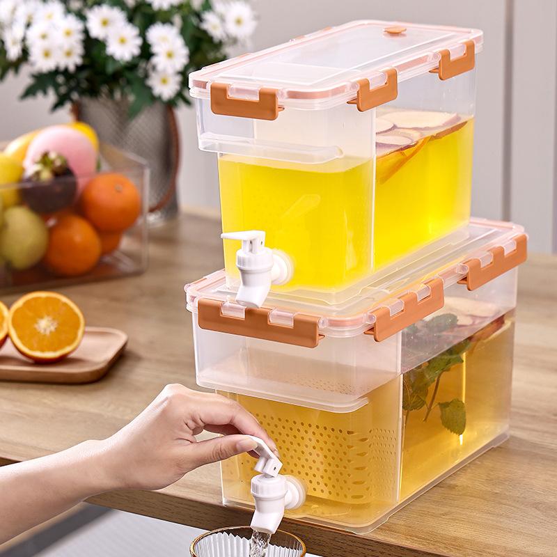 Plastic Cold Kettle Food Grade Refrigerator With Faucet  3.5L-6L Cold Water Bucket Cold Juice Bucket Large Capacity Cold Water Bucket