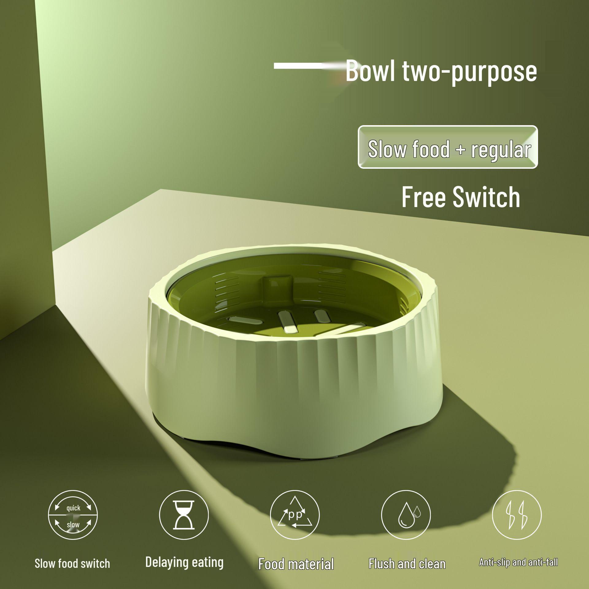 Dual-use Anti-tip Pet Bowl: Slow Feeder & Water Dish for Cats and Dogs