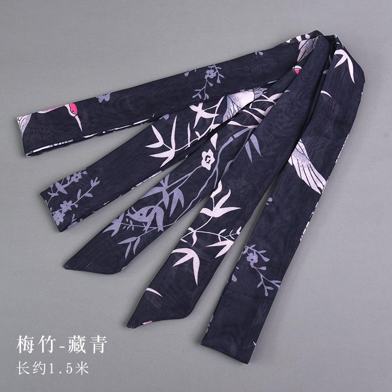 Chinese Style Headband Antique Hanfu Costume Headdress Chiffon Printing Traditional Hair Band Headwear for Women Ribbon HairRope