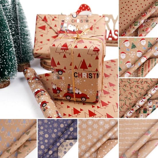 Christmas Wrapping Paper Vintage Thick Brown Holiday Gift Wrap with Christmas Tree Truck Snowflake