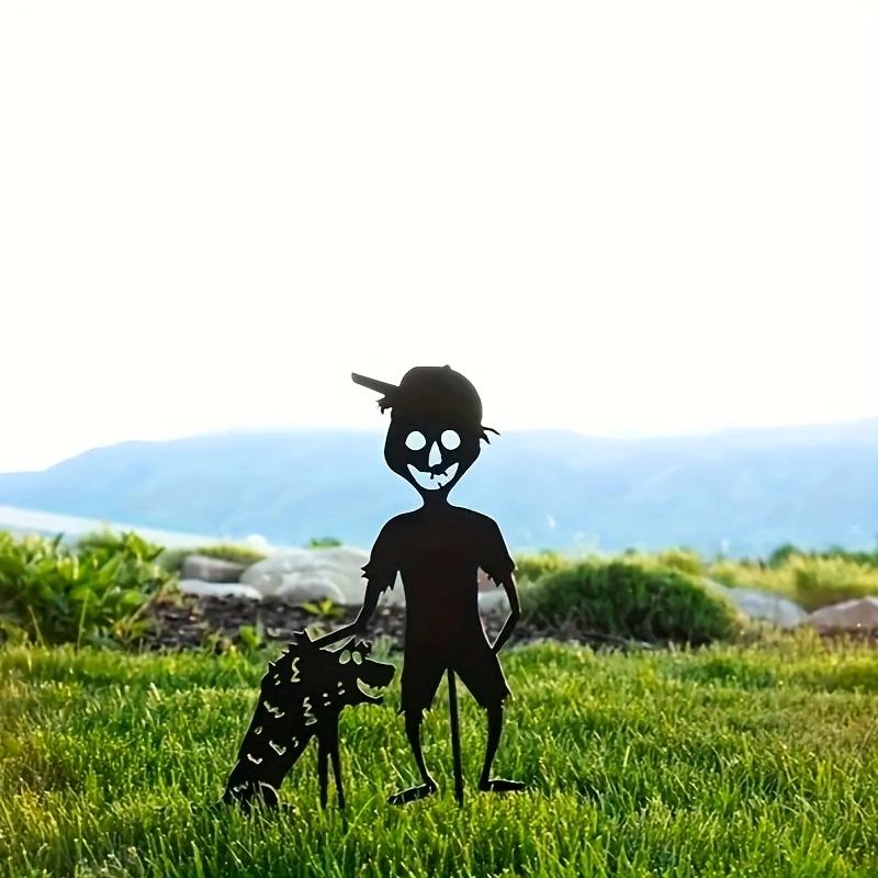 Scary Zombies Alloy Garden Stake Decorations, Eye Catching Front Yard Horror Decor, Craft with Scary Black Decorative Pile for Halloween Party