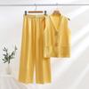 Gold Button V-neck Knitted Vest Casual Loose Trousers Knitted Two-piece Women's Suit