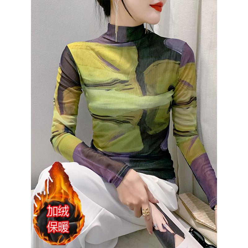 

Mesh new base autumn and winter long-sleeved turtleneck fashion slim-fit top T-shirt M 95-105