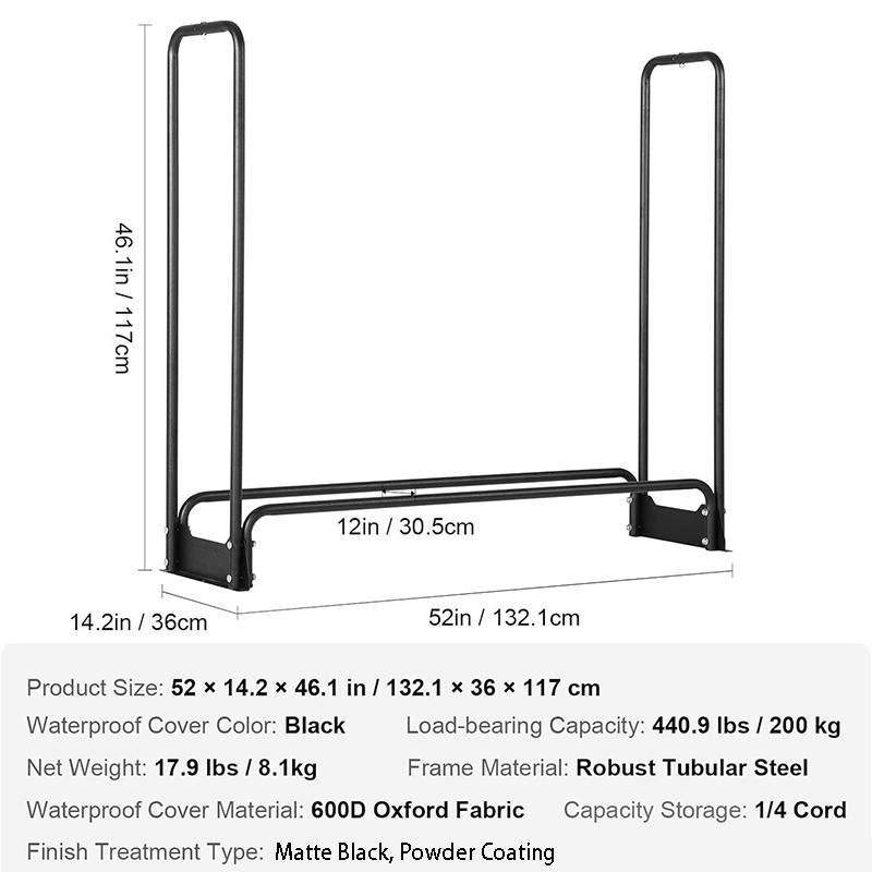 Metal Outdoor Firewood Racks Wood Storage Holder Fireplace Heavy Duty Firewood Pile Storage Rack Large Capacity Waterproof Stand