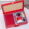 Chinese Red Gradient Ceramic Office Cup 5-Piece Gift Set