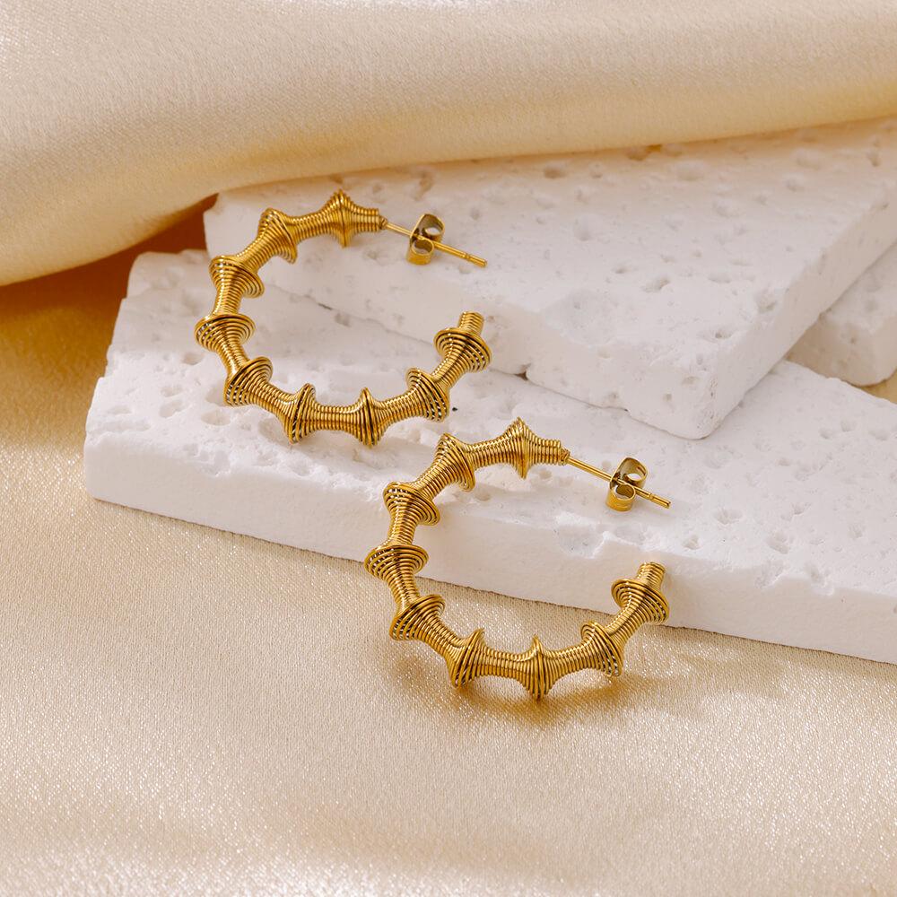 Trendy Round Stainless Steel Hoop Earrings for Women Simple Gold Color Earring Waterproof Ear Piercing Zircon Birthday Gifts