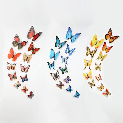 12Pcs Wall Stickers 3D Effect Self-adhesive Butterfly Shape DIY Craft