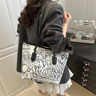 Neue lässige Umhängetasche große Kapazität Achseltasche Canvas-Tasche große Kapazität Trend Graffiti tragbare Tragetasche