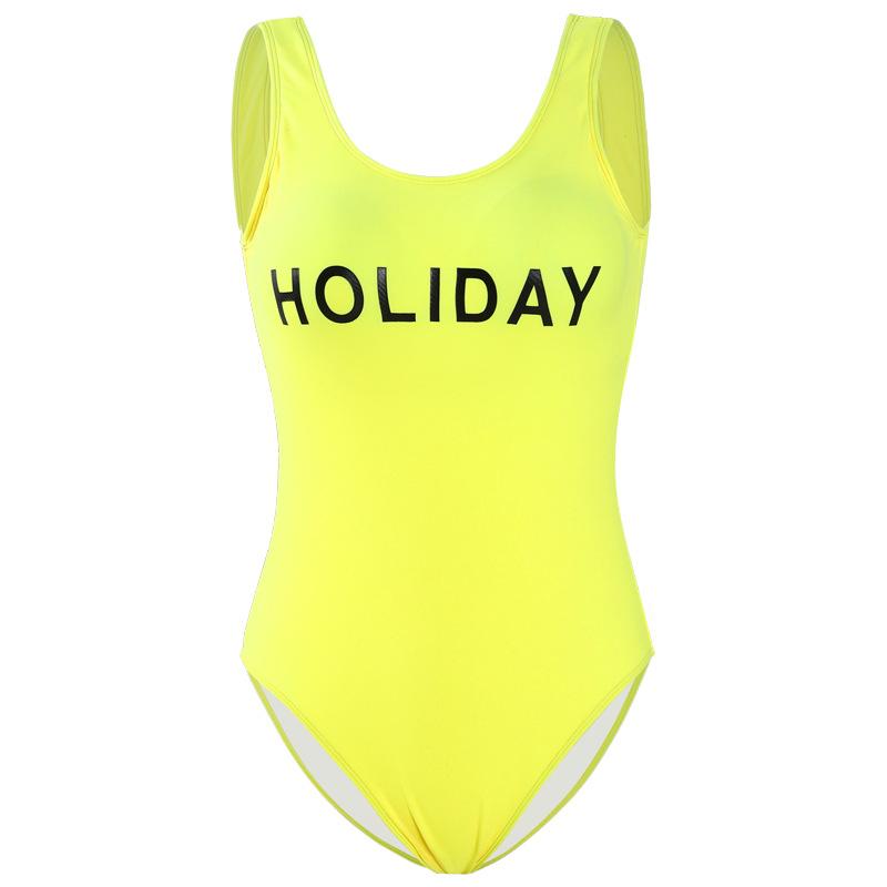 Leuchtende Farbe Europäischer und Amerikanischer Ins-Stil Strandurlaub Badeanzug Sexy Einteiler Badeanzug Damen Sport Pool Badeanzug Thermalbad
