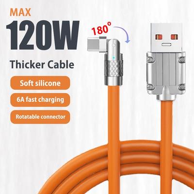 120W 6A Süper Hızlı Şarj Kablosu Sıvı Silikon Tip C USB C Kablosu 1.2m Xiaomi Huawei Samsung USB Bold Veri Kablosu