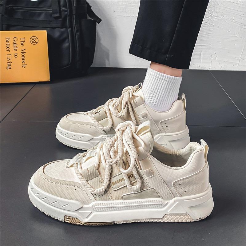 

Fashion Men Skateboarding Shoes Canvas Comfortable Thick Bottom Platform Shoes Men Casual Vulcanized Shoes Sneakers Student Shoes2024 44 бежевий