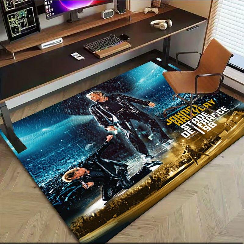 Johnny Hallyday Stade de France 98 Concert PosterOffice Mat Perfect for Home Decor Office Desk Chair Rugs Chair Carpet for office Polyester